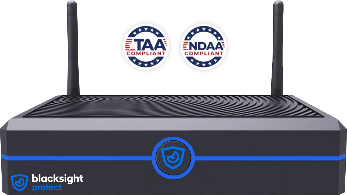 Blacksight Protect Pro+ device — front view with TAA and NDAA Compliant badges